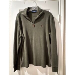 Polo Ralph Lauren Mens Quarter Zip Pullover Sweatshirt Olive Green Size M